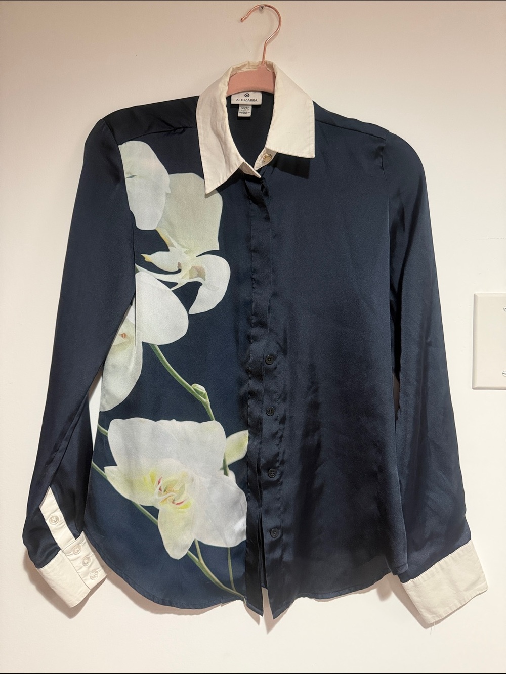 Altuzarra Navy Top with White Logo Tag